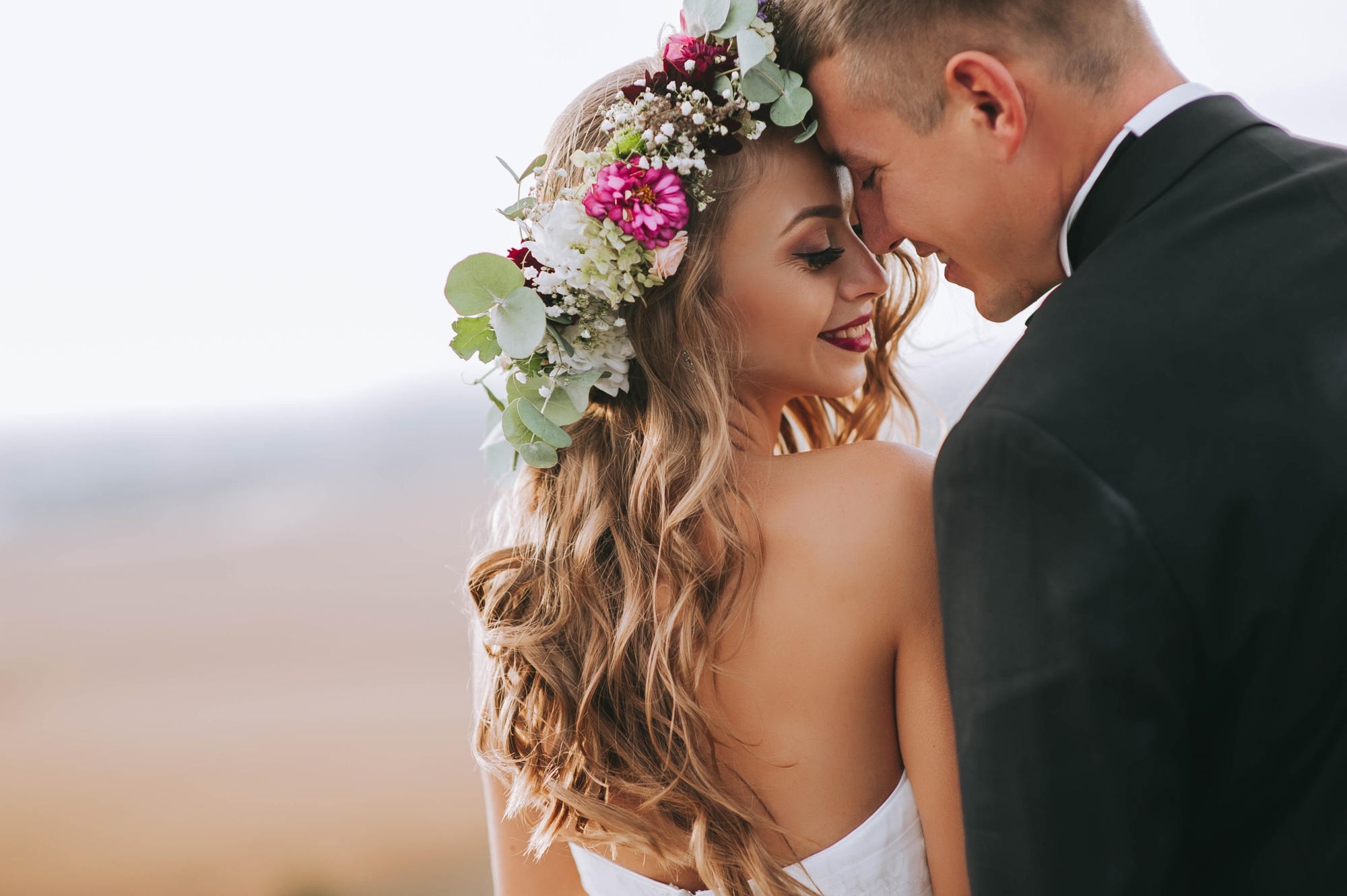 portrait of a girl and couples looking for a wedding dress, a pi destination wedding myths