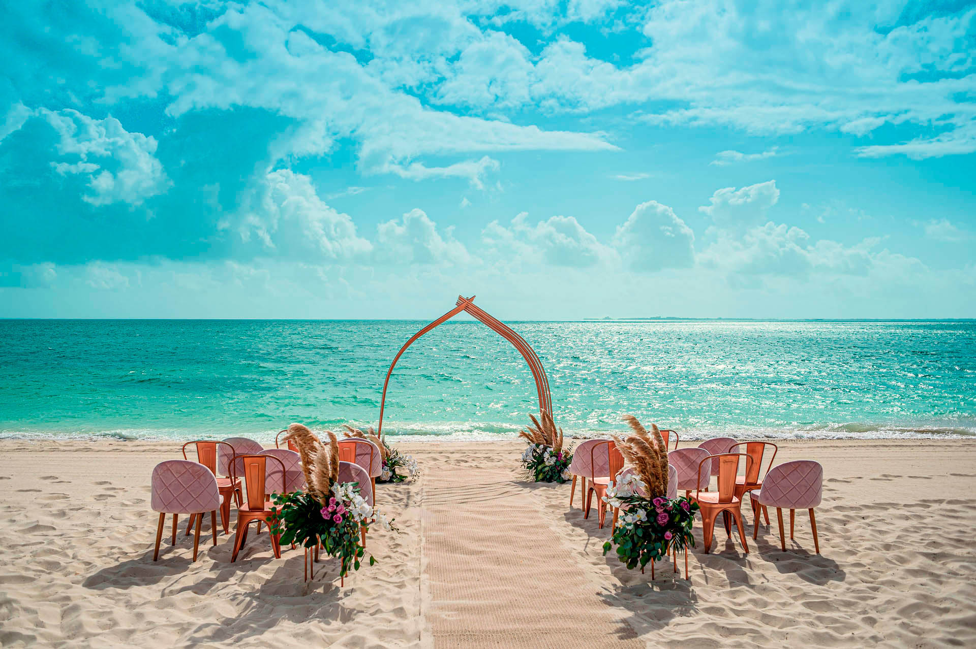 atelier wedding set up on beach