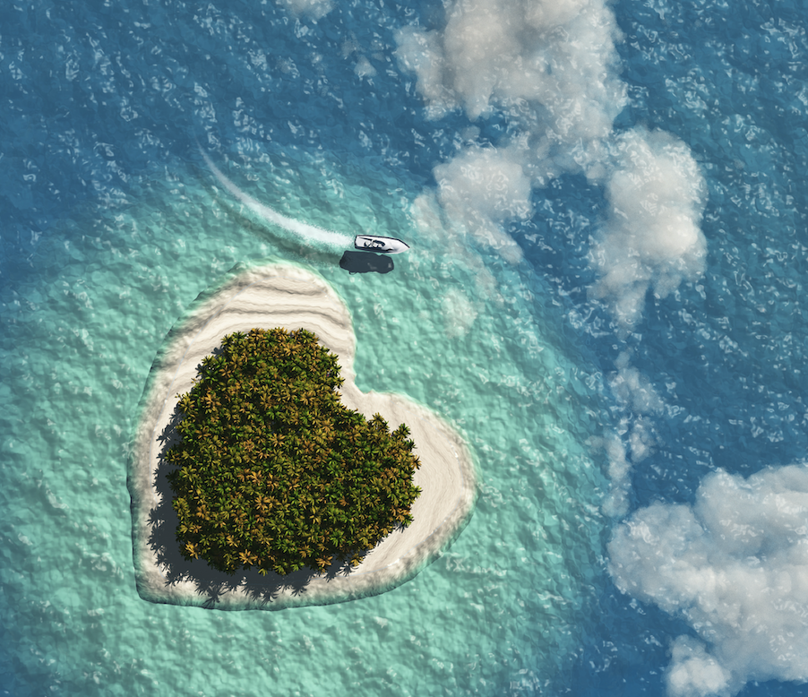 Caribbean island in shape of a heart