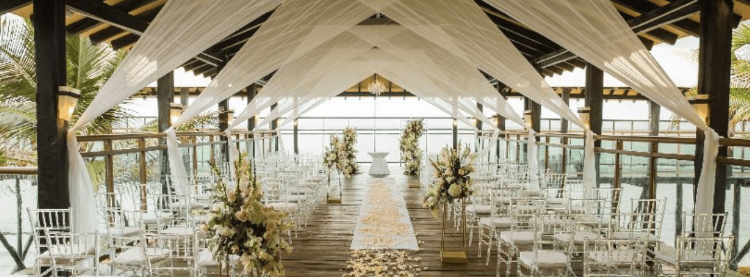 Generations Riviera Maya wedding ceremony setup on a pier