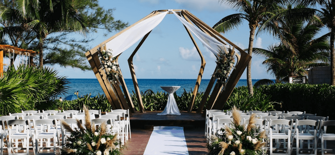 The Fives Beach oceanfront gazebo venue set up for wedding ceremony