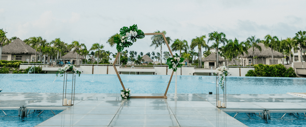 Overwater platform for destination wedding venue in the Dominican Republic