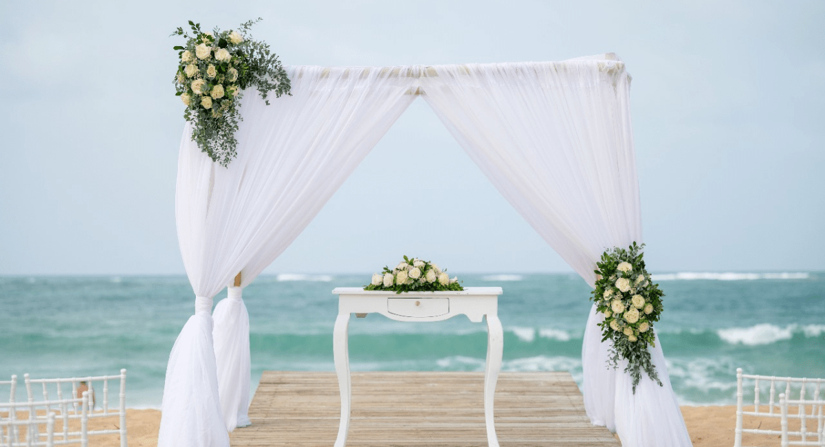 beach wedding setup included in all inclusive destination wedding