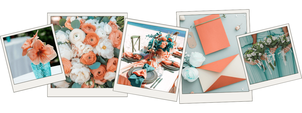 Coral and turquoise color palette for a tropical beach wedding in Mexico.