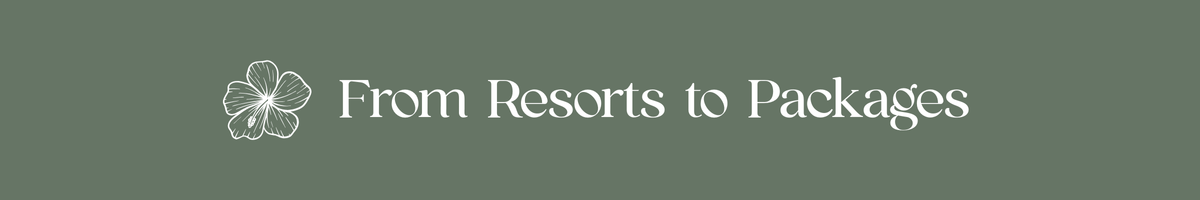 Olive green background header with the header title From Resorts to Packages